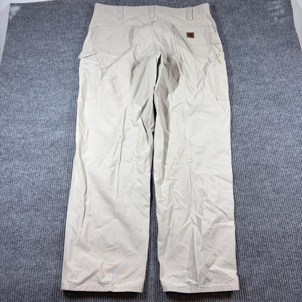 Carhartt Mens Loose Fit Carpenter Pants Tan Beige Canvas Work Dungaree 40x32